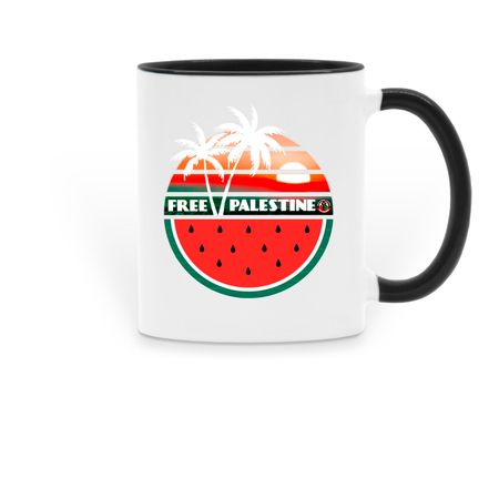 Free Palestine Mug, a Black Two-Tone Ceramic Mug