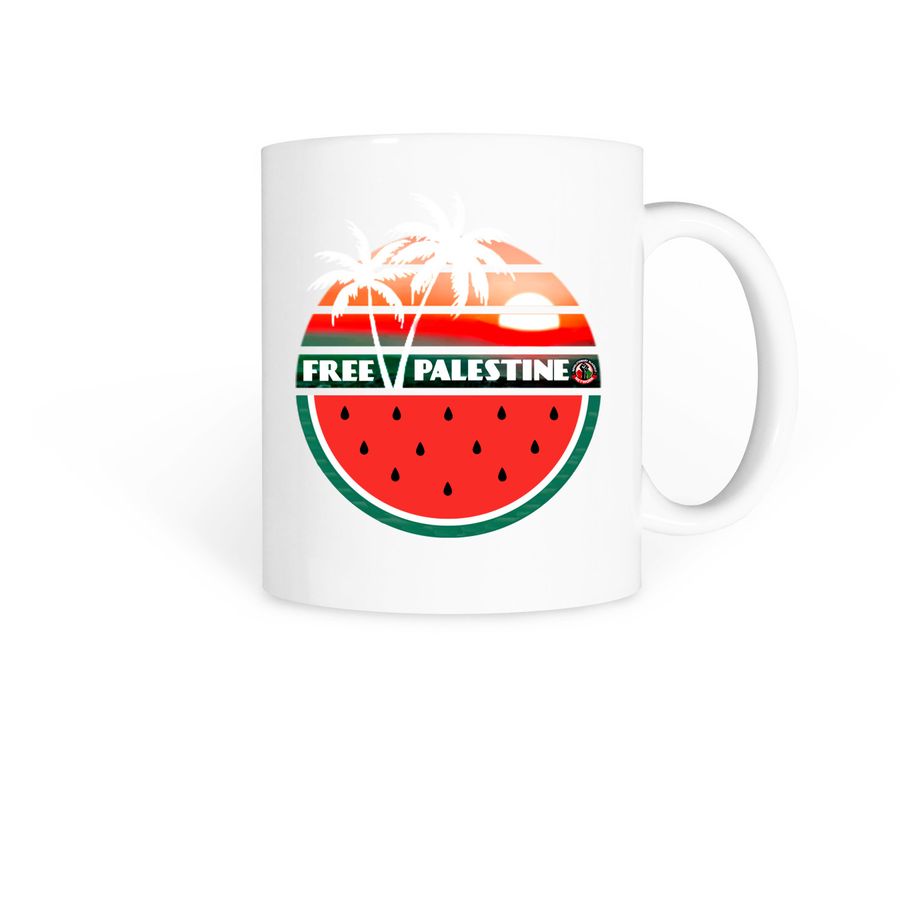 Free Palestine Mug, a White Coffee Mug