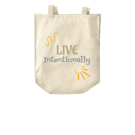 Live Intentionally Tote, a Natural Over-the-Shoulder Shopping Tote Bag