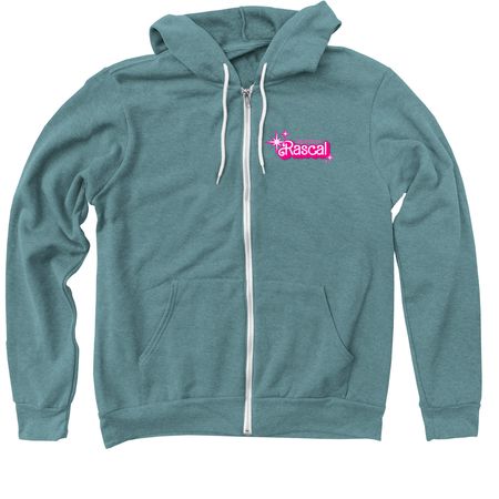 this barbie is a rascal, a Heather Deep Teal Zip Up Hoodie