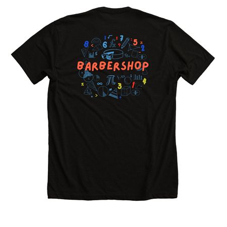 Barbershop. Because Math., a Solid Black Blend Premium Unisex Tee