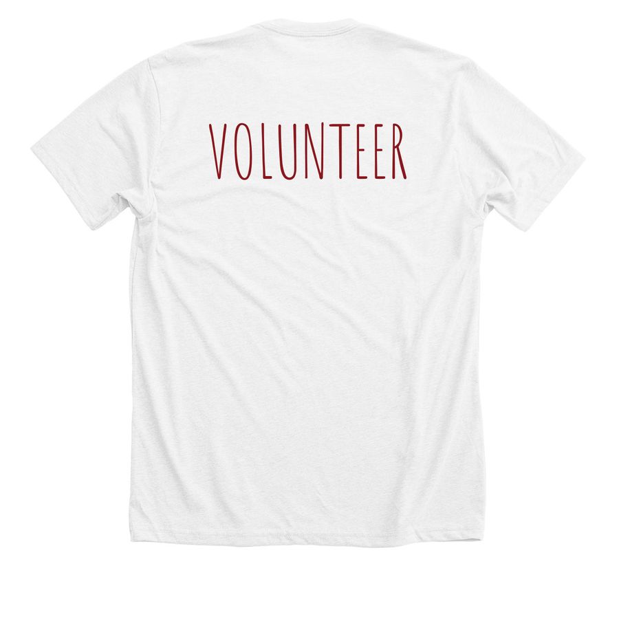 The Volunteer., a Solid White Blend Premium Unisex Tee (back-view)
