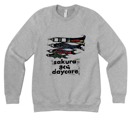 Sakura Daycare Koinobori Sweatshirt 1, a Athletic Heather Premium Raglan Crewneck Sweatshirt