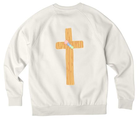 Job 33:28 Flower Cross, a White Sand Allmade Organic CVC Crewneck Sweatshirt