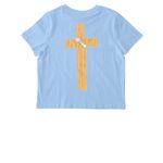 Job 33:28 Flower Cross, a Blue Soul Stanley/Stella Women?s Stella Muser Tee (back-view)