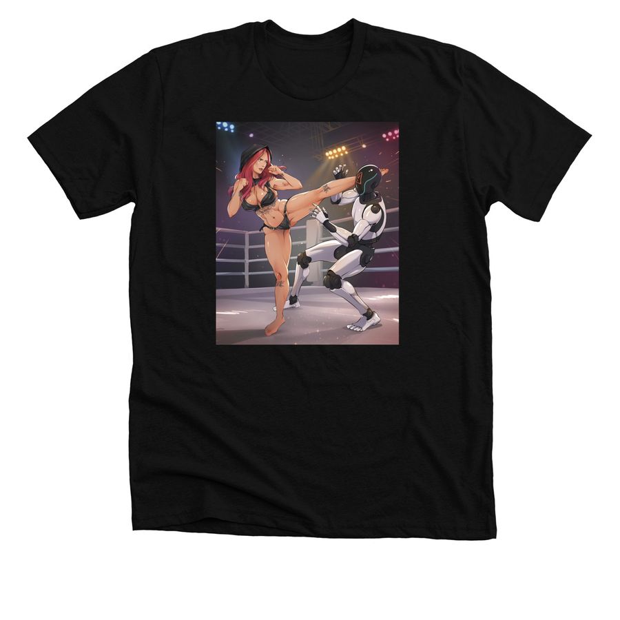 Siri versus the Machines, a Solid Black Blend Premium Unisex Tee