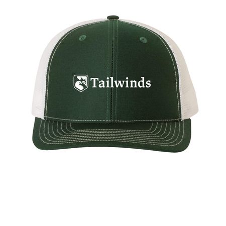 Tailwinds Hats, a Dark Green/ White Printed Snapback Trucker Cap