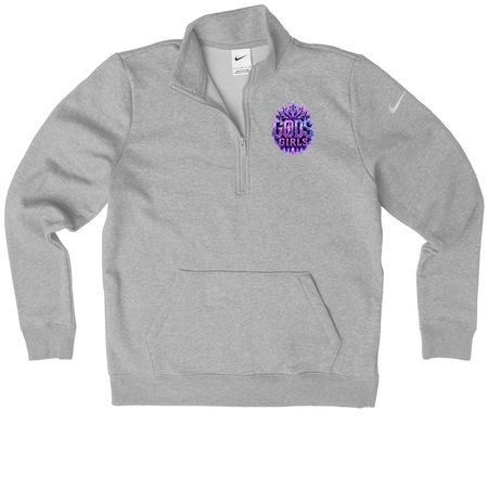GODS_ PUTANGREYJA, a Dark Grey Heather Nike Women's Club Half Zip Pullover