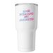 Tumblers, a White Insulated Tumbler (back-view)
