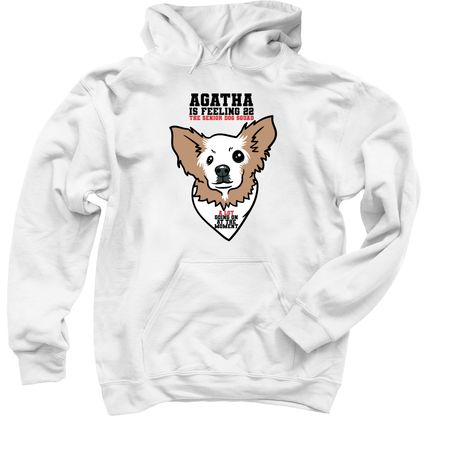 Agatha Tee, a White Pullover Hoodie