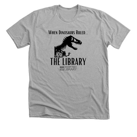When Dinosaurs Ruled the Library, a Athletic Heather Premium Unisex Tee