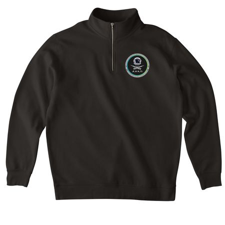 AARG Pirate Logo, a Black Midweight Quarter Zip Pullover