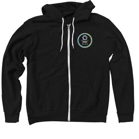 AARG Pirate Logo, a Black Zip Up Hoodie