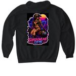 Bombshell&nbsp;, a Black Gildan Softstyle Pullover Hoodie (back-view)