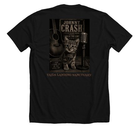 JOHNNY CRASH, a Solid Black Blend Premium Unisex Tee (back-view)