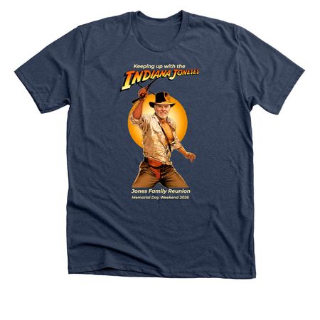 Keeping Up With The (Indiana) Joneses, a Heather Navy Premium Unisex Tee
