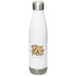 Feed the Nar, a White Stainless Steel Water Bottle (back-view)
