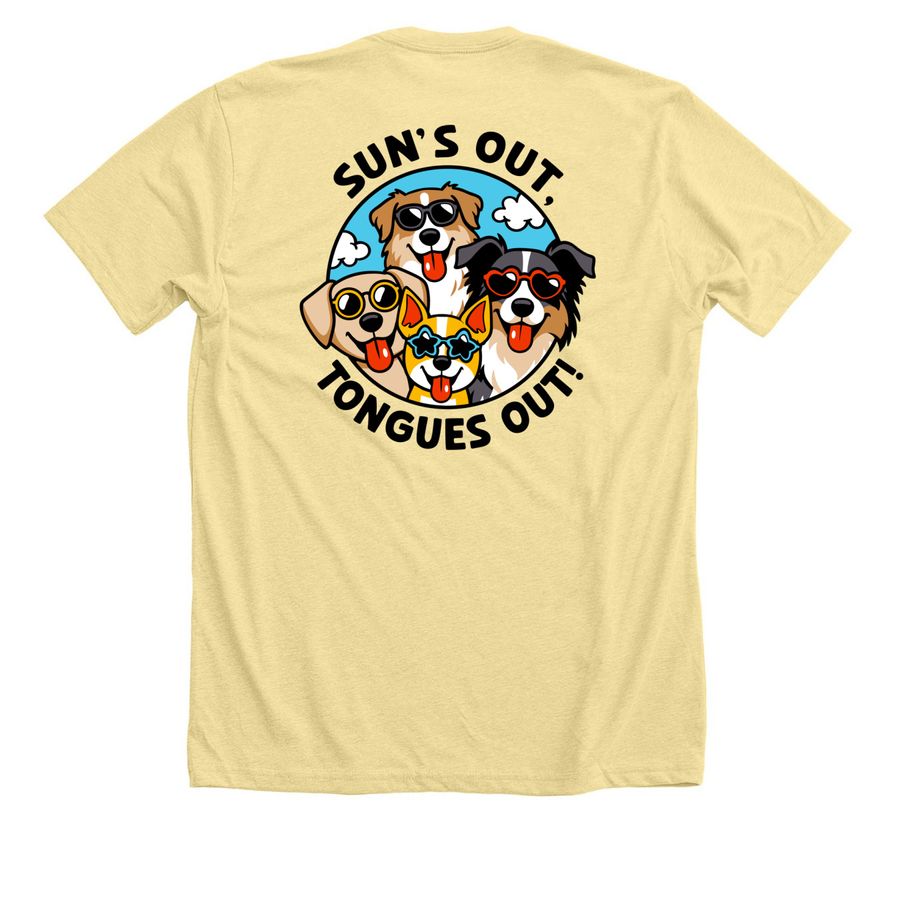 Sun's out, tongues out!, a Heather French Vanilla Premium Unisex Tee (back-view)