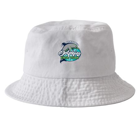 OakAmber Swim Team Hats, a White Printed Bucket Hat