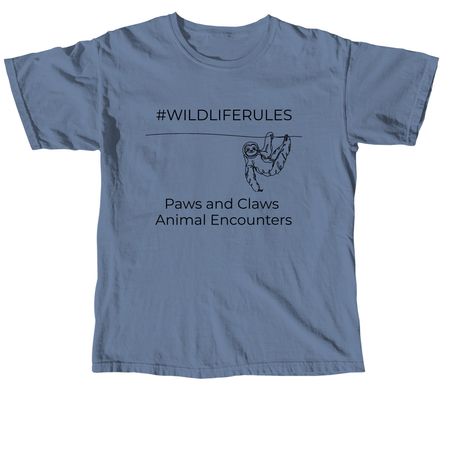 Wildlife Rules Sloth, a Blue Jean Comfort Colors Unisex Tee