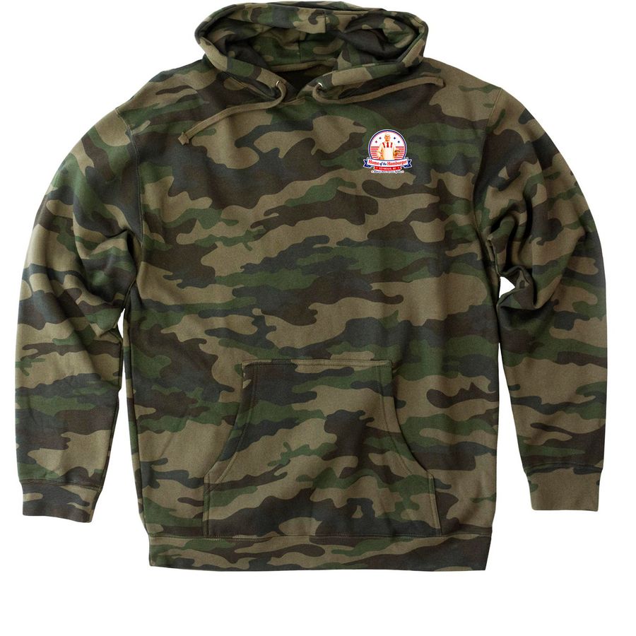 Home of the Hamburger&nbsp;, a Forest Camo Heavyweight Camo Pullover Hoodie