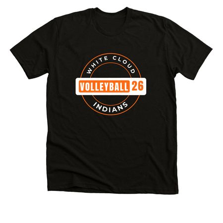 White Cloud Volleyball, a Black Heather Premium Unisex Tee