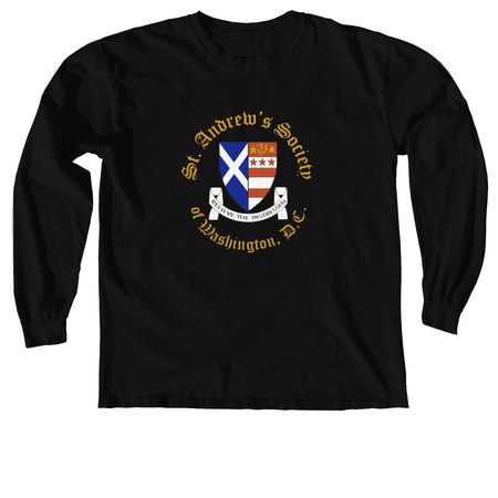 Saint Andrew's Society - Full Logo, a Black Comfort Colors Long Sleeve Tee