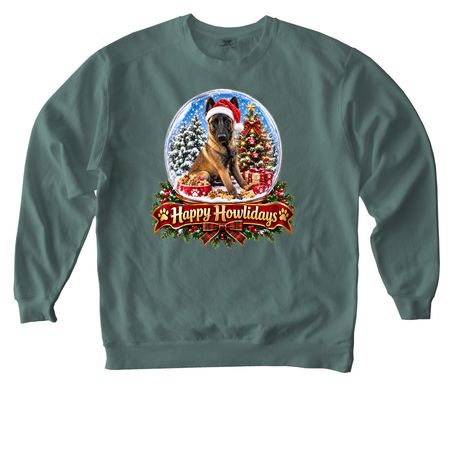 Happy Howlidays, a Blue Spruce Comfort Colors Crewneck Sweatshirt