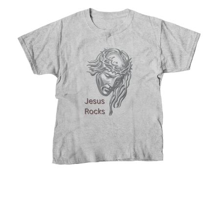 Jesus Rocks&nbsp;, a Sport Grey Youth Unisex Tee
