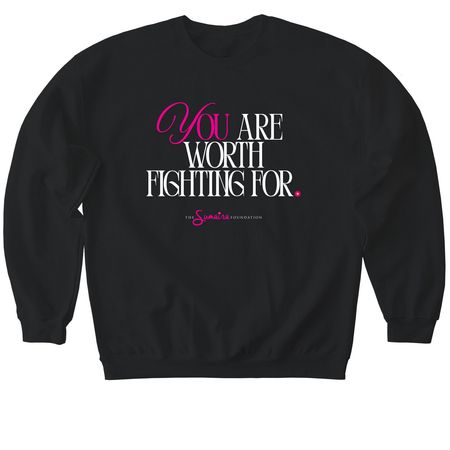 You are worth fighting for (black), a Black Softstyle Crewneck Sweatshirt