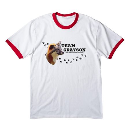 Team Grayson, a White/ Red Cotton Ringer Tee