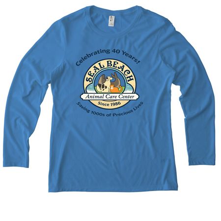 Women's 40th Anniversary Long Sleeve, a Azure Blue Allmade Eco Triblend Women?s Long Sleeve Tee