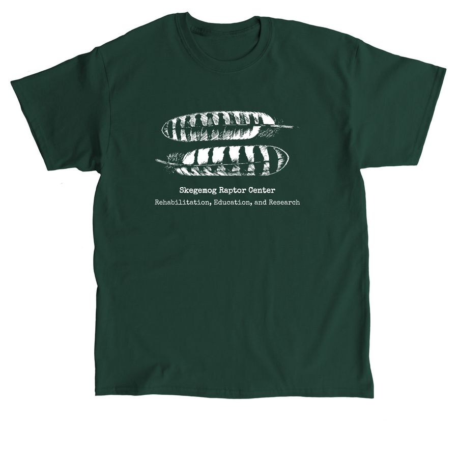 Skegemog Raptor Center feather logo, a Forest Green Classic Unisex Tee