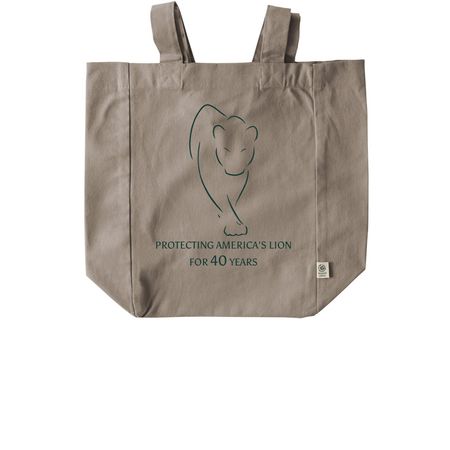 Protecting America's Lion, a Pumice Recycled Cotton Tote Bag