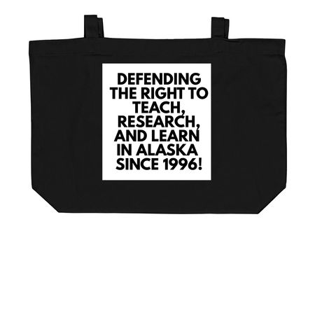 UNAC 30th Anniversary Large Shopping Bag, a Black Large Organic Cotton Tote Bag (back-view)