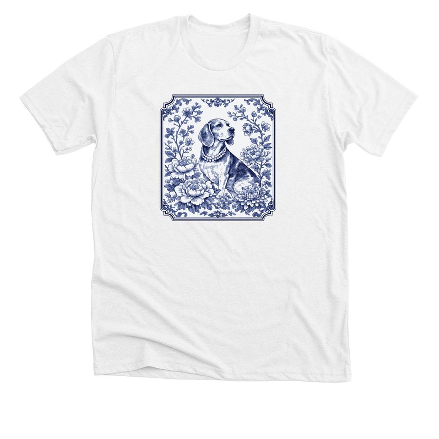 Blue Willow Beagle Tee, a Solid White Blend Premium Unisex Tee