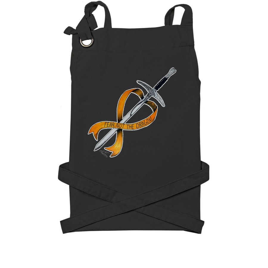 Fear Not the Dragon, a Black Cotton Canvas Pocket Apron