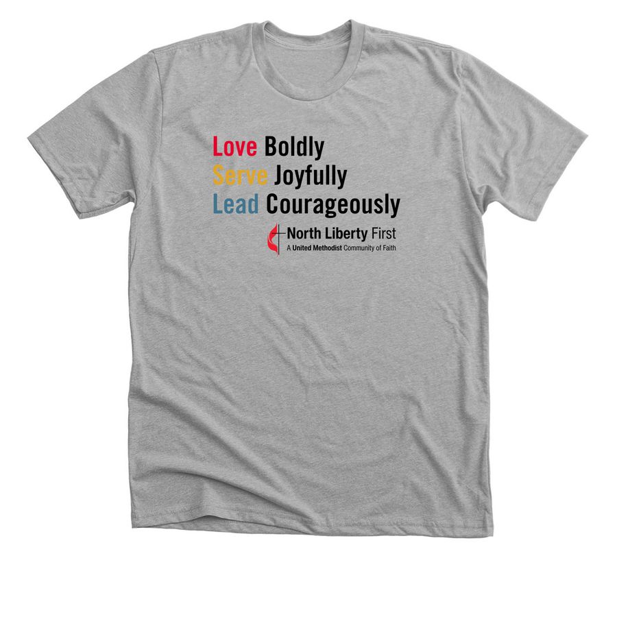 Love, Serve, Lead&nbsp;, a Athletic Heather Premium Unisex Tee