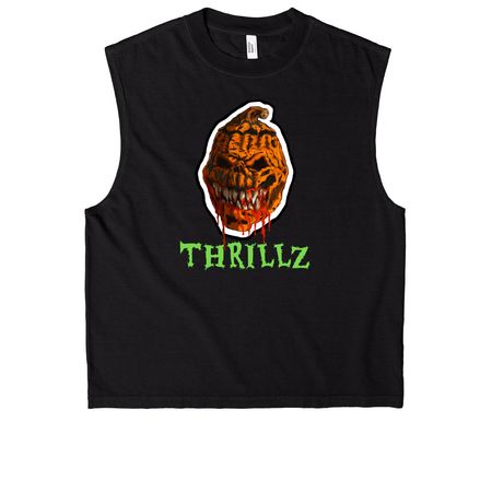 THRILLZ - HARVEST OF HORROR, a True Black Heavyweight Garment Dye Muscle Tee