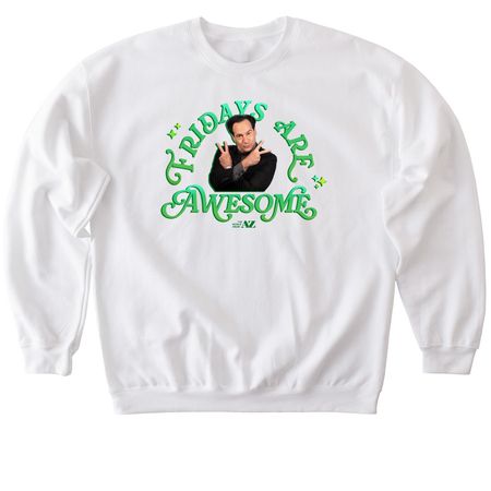Fridays Are Awesome Shirt, a White Softstyle Crewneck Sweatshirt