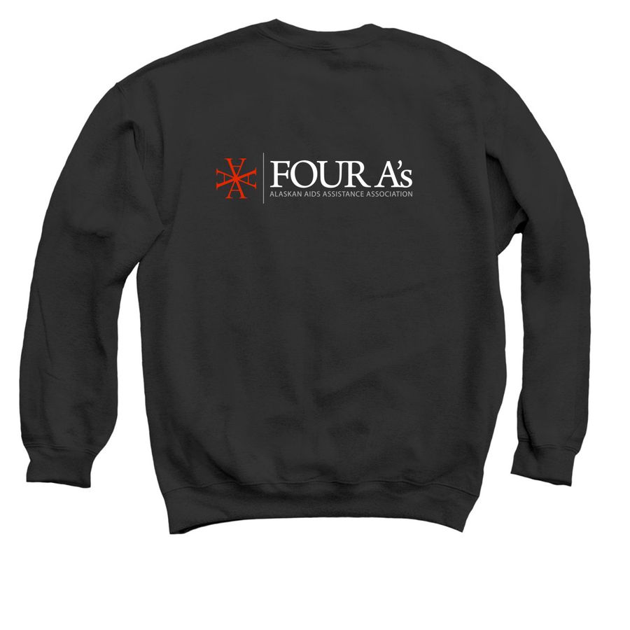Harm Reduction is LOVE, a Black Crewneck Sweatshirt (back-view)