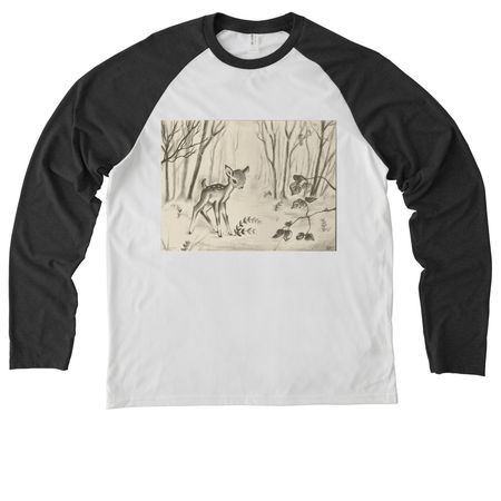 Fawn&nbsp;, a Space Black/ Bright White Allmade Eco Triblend Colorblock Raglan Long Sleeve Tee