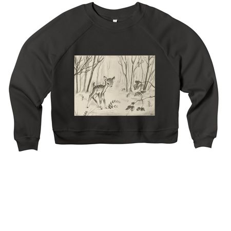 Fawn&nbsp;, a Black Women's Premium Cropped Raglan Sweatshirt
