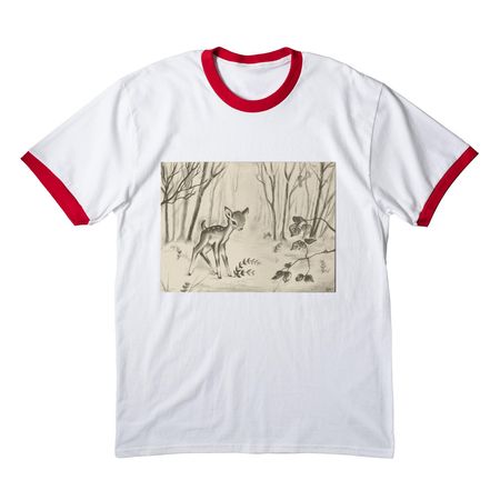 Fawn&nbsp;, a White/ Red Cotton Ringer Tee