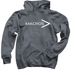 MACROS > (white text), a Dark Heather Pullover Hoodie