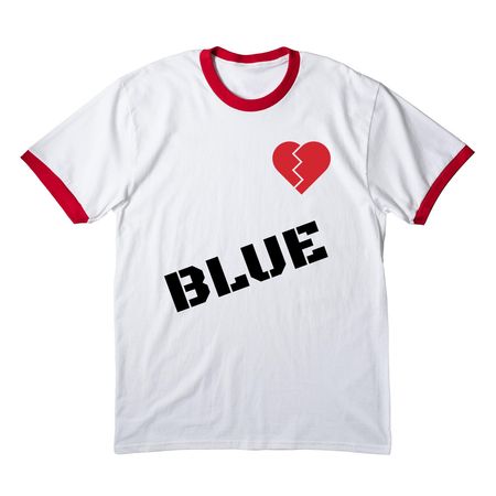 BLUE Tee, a White/ Red Cotton Ringer Tee