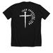 Iron Sharpens Iron, a Solid Black Blend Premium Unisex Tee (back-view)