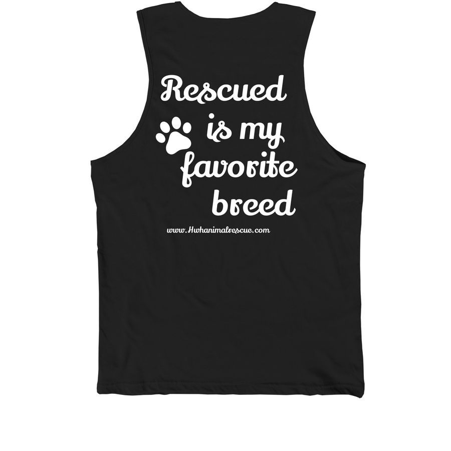 Rescued Is My Favorite Breed, a Black Premium Cotton Tank (back-view)