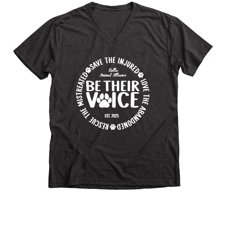 Be Their Voice, a Dark Grey Heather Premium V-Neck Tee