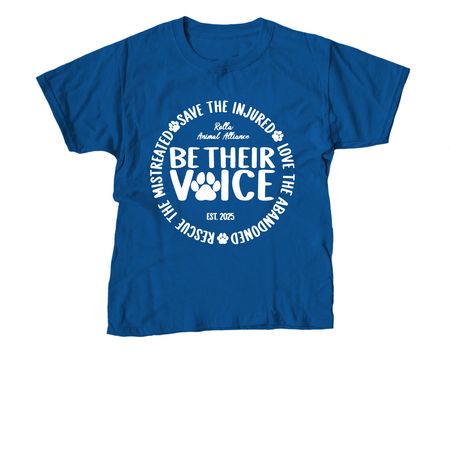 Be Their Voice, a Royal Blue Youth Unisex Tee